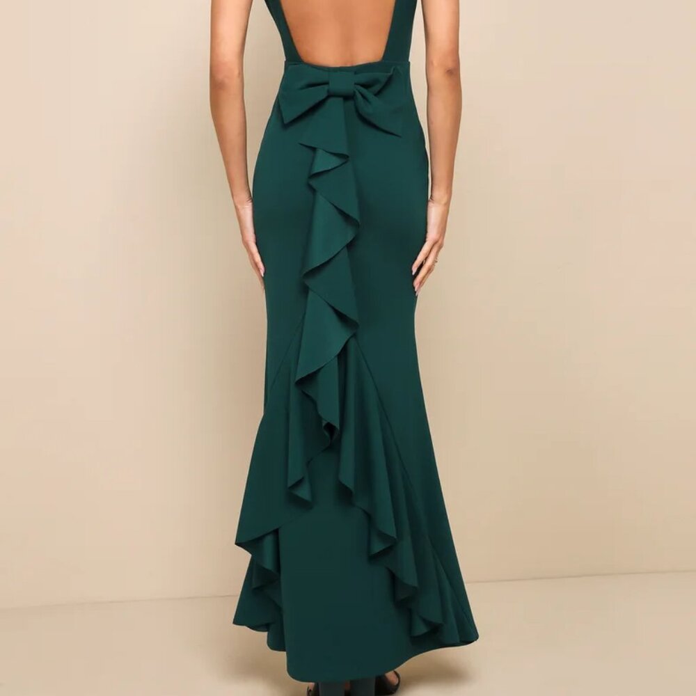 Lulus Exquisite Refinement Emerald Green Backless… - image 1